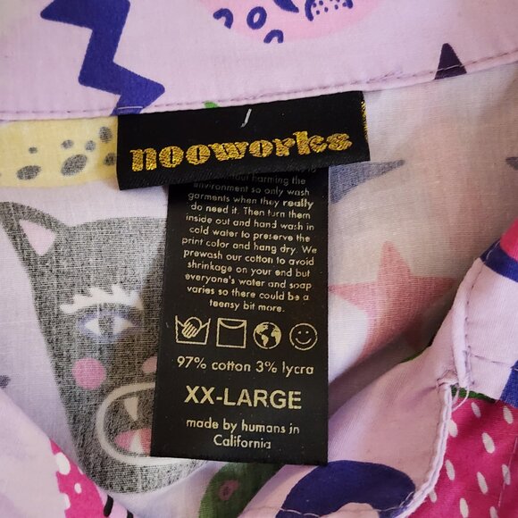 Nooworks Coveralls Short Sleeve Jumpsuit in Hastings Print Womens XXL Lavender - Picture 12 of 13